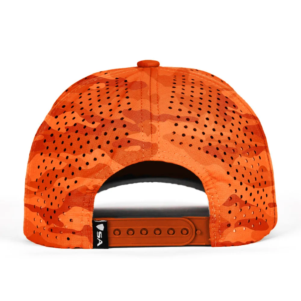 Performance Snapback | Blaze Orange Military Camo PreOrder