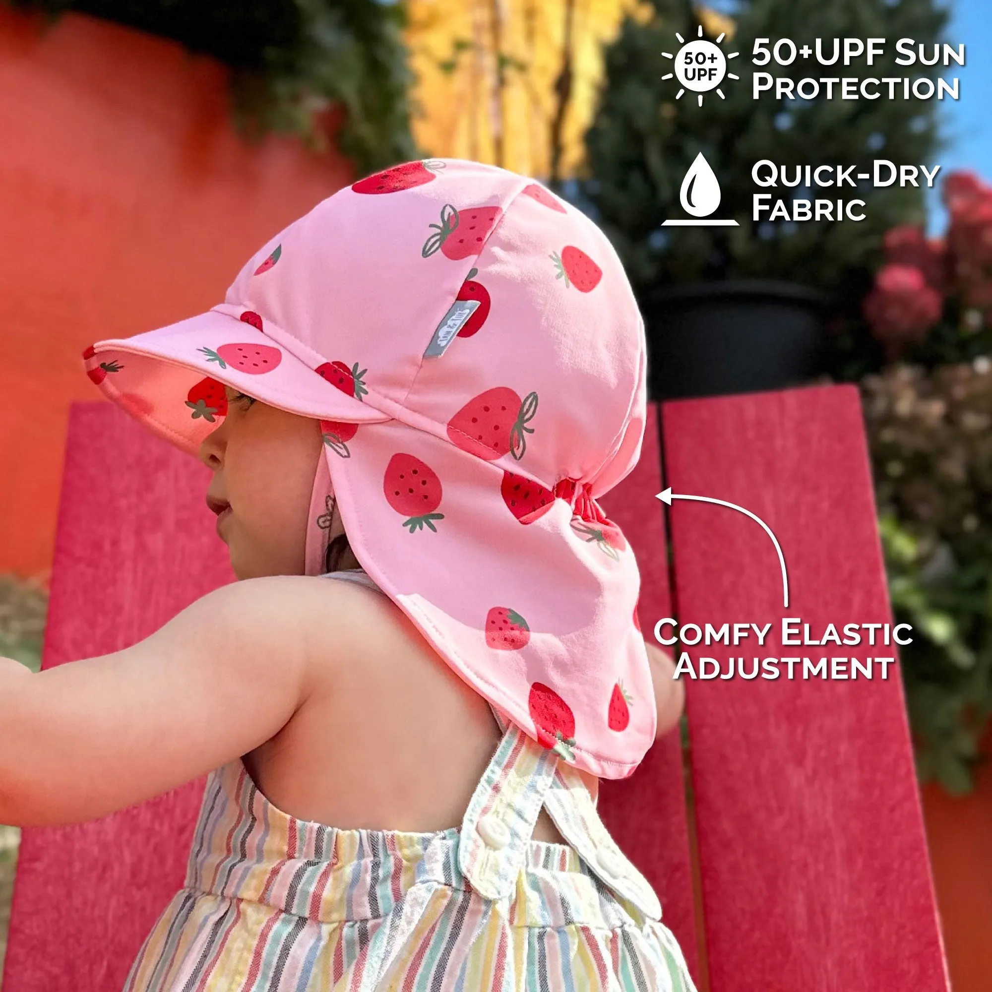 Pink Strawberry Sun Soft UV Baby Caps