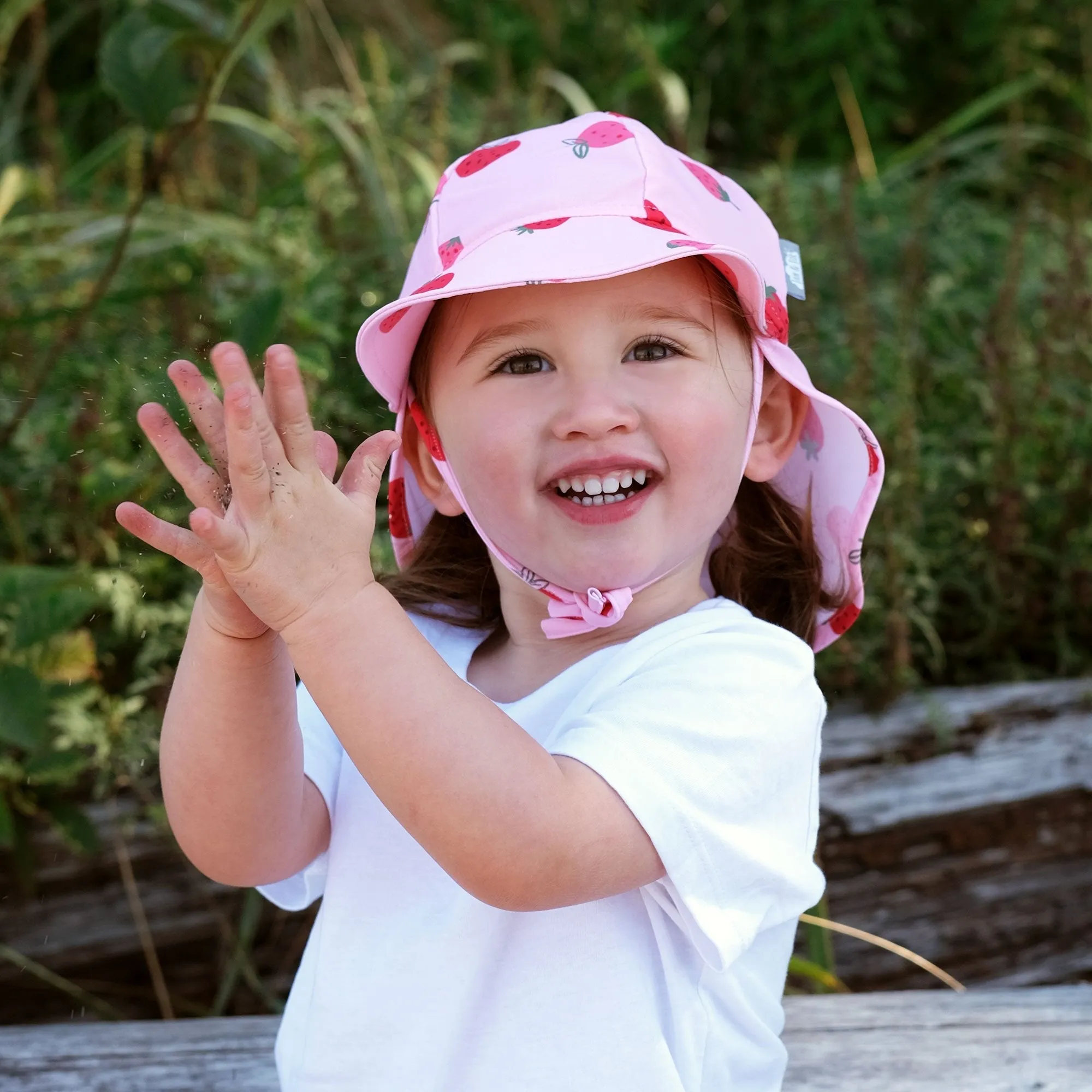 Pink Strawberry Sun Soft UV Baby Caps