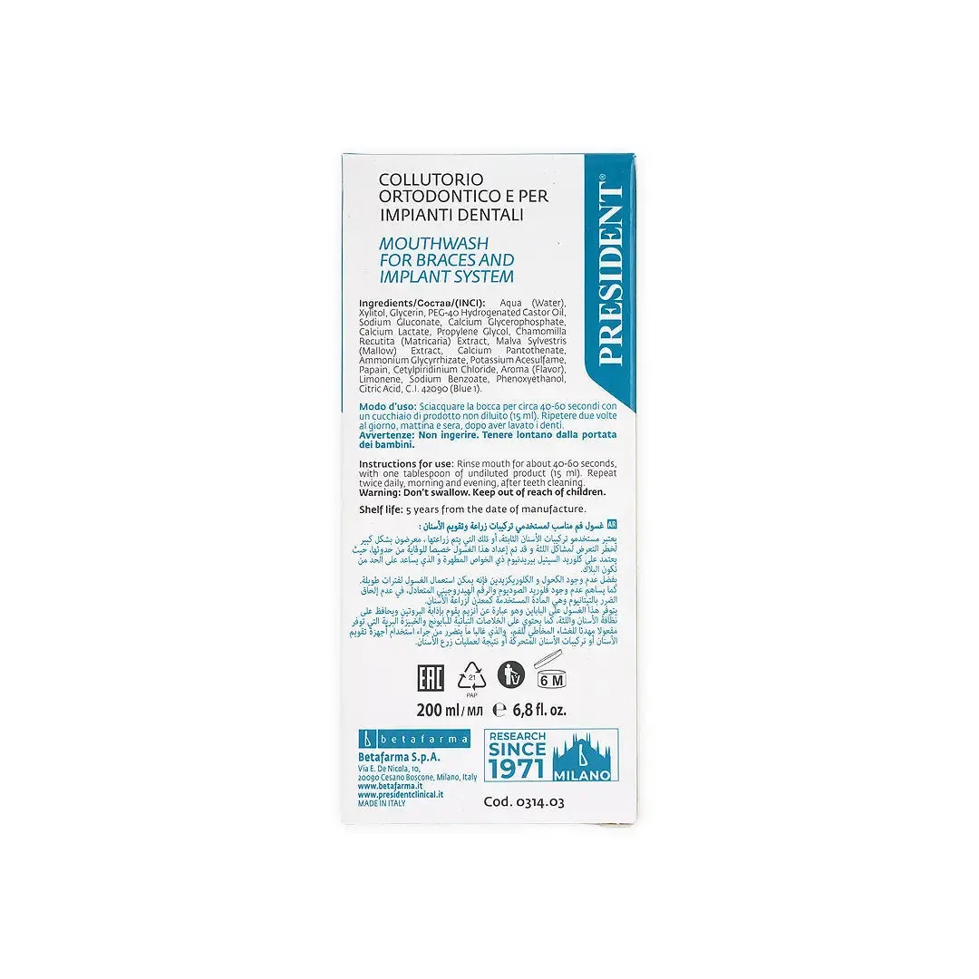 President Ortho-Implant Daily Clean Mouthwash 200ml