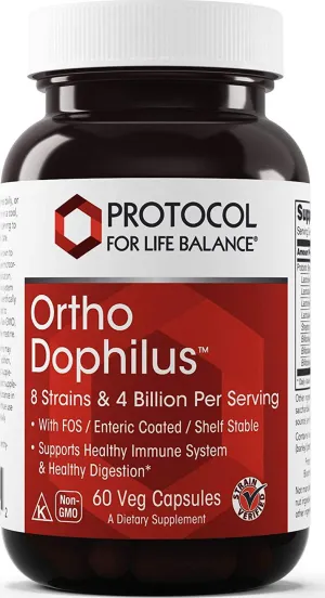 Protocol For Life Balance - Ortho Dophilus - Supports Healthy Immune System, Regular Bowel Movement, Weight Control, and Fatigue - 60 Veg Capsules