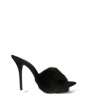 SAINT LAURENT 105mm La 16 faux fur mule sandals