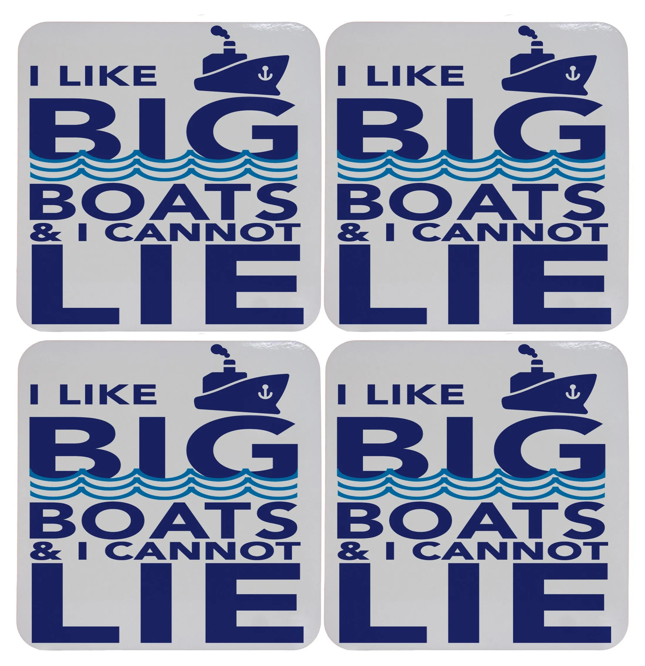 Set of Four I Like Big Boats Cork Backed Coasters