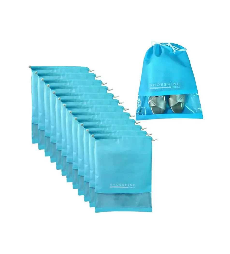 SHOESHINE Shoe Bags (Pack of 12) Travel Shoe Pouch - Navy