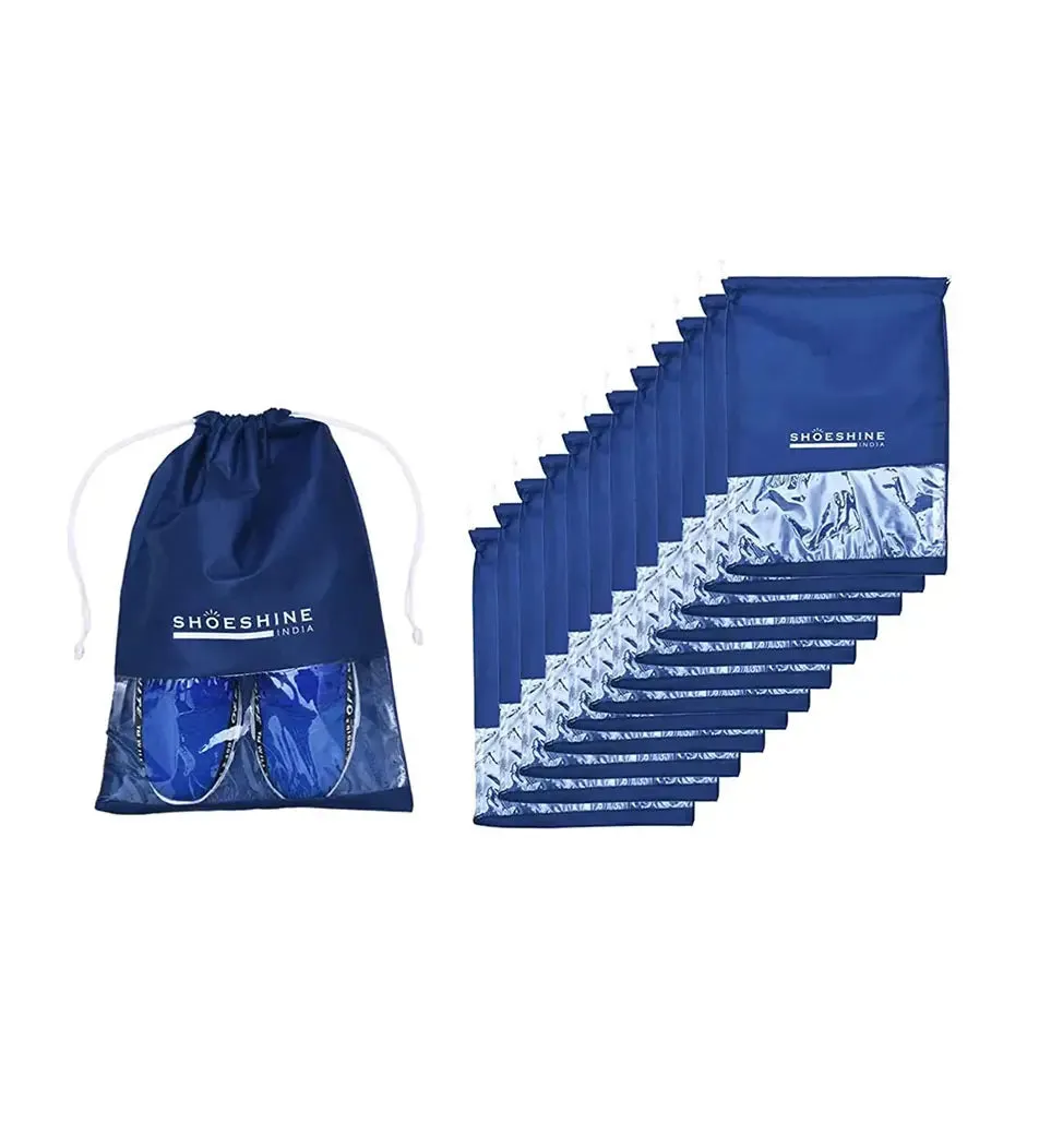 SHOESHINE Shoe Bags (Pack of 12) Travel Shoe Pouch - Navy