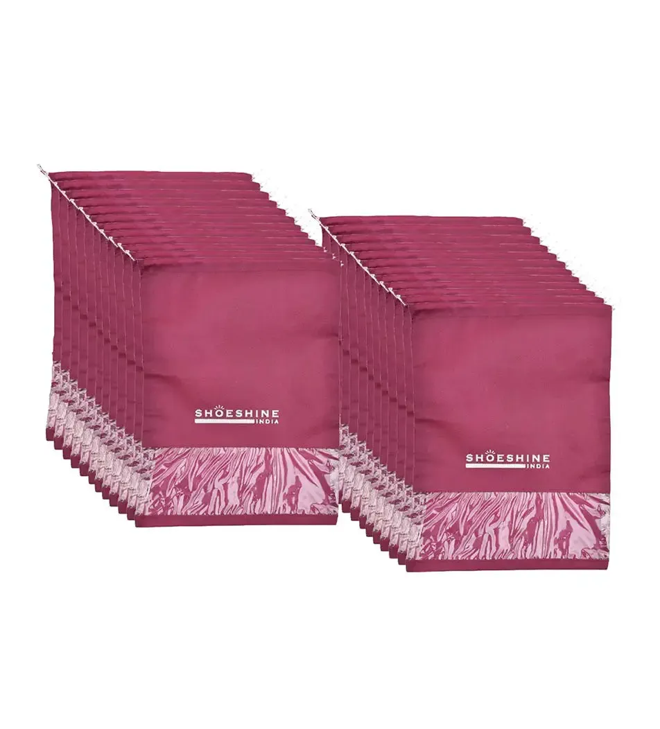 SHOESHINE Shoe Bags (Pack of 24) Travel Shoe Pouch - Maroon