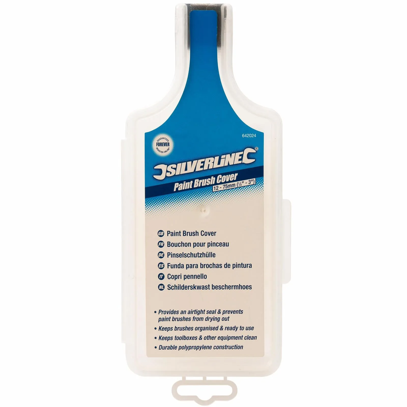 Silverline 12-75mm Paint Brush Cover Decorating Airtight Seal Storage