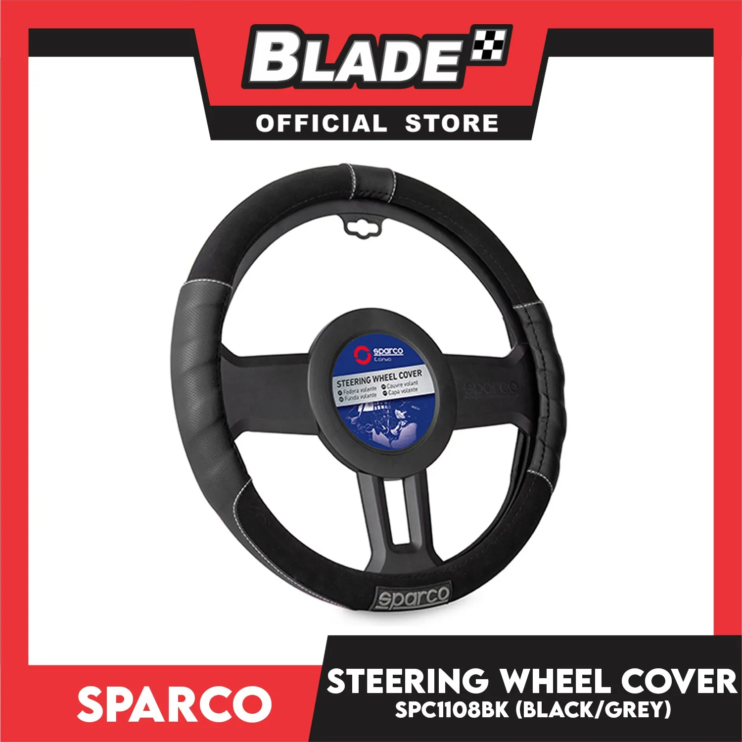Sparco Steering Wheel Cover SPC1108BK (Black) for Toyota, Mitsubishi, Honda, Hyundai, Ford, Nissan, Suzuki, Isuzu, Kia, MG and more