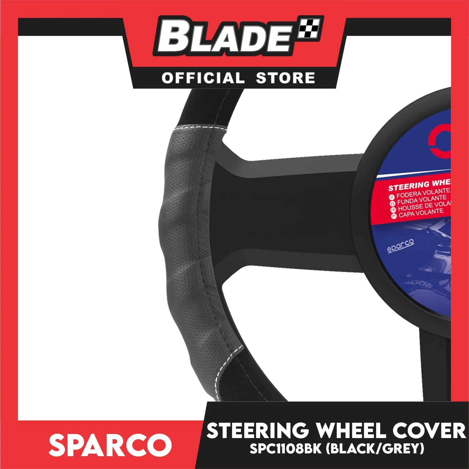 Sparco Steering Wheel Cover SPC1108BK (Black) for Toyota, Mitsubishi, Honda, Hyundai, Ford, Nissan, Suzuki, Isuzu, Kia, MG and more
