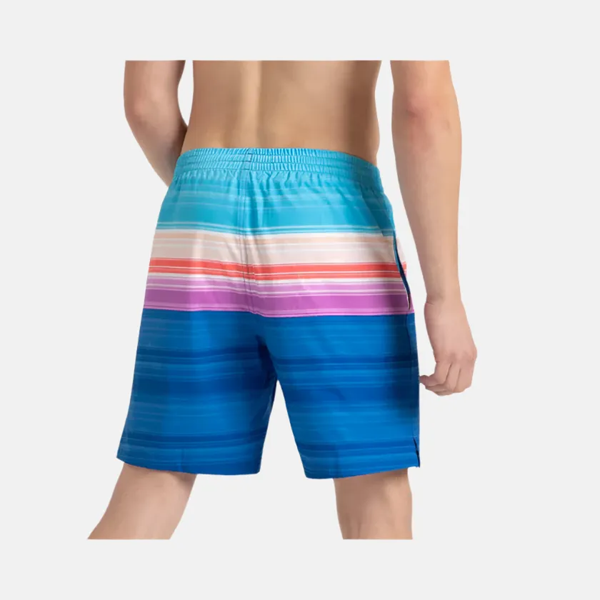 Speedo 4 Way Comfort Stretch Essential Printed Men's Watershorts With Side Pockets-Turkish Sea/Picton Blue/Neon Violet