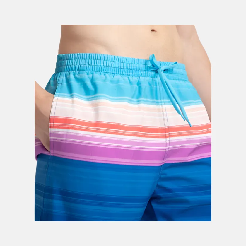 Speedo 4 Way Comfort Stretch Essential Printed Men's Watershorts With Side Pockets-Turkish Sea/Picton Blue/Neon Violet