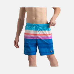 Speedo 4 Way Comfort Stretch Essential Printed Men's Watershorts With Side Pockets-Turkish Sea/Picton Blue/Neon Violet