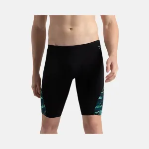 Speedo Endurance  High Tide Digital Print Men's V-Cut Jammer -Black/Dark Teal/Arctic Glass