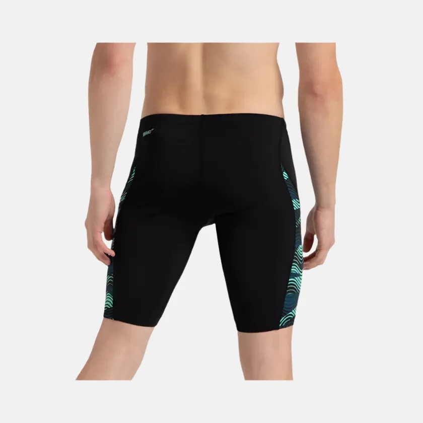 Speedo Endurance  High Tide Digital Print Men's V-Cut Jammer -Black/Dark Teal/Arctic Glass
