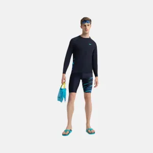 Speedo Endurance  Long Sleeve Splice Print Men's Rashtop -True Navy/Cobalt Pop