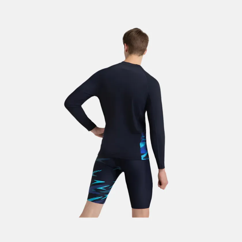 Speedo Endurance  Long Sleeve Splice Print Men's Rashtop -True Navy/Cobalt Pop