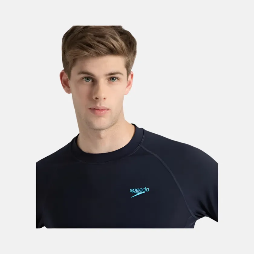 Speedo Endurance  Long Sleeve Splice Print Men's Rashtop -True Navy/Cobalt Pop