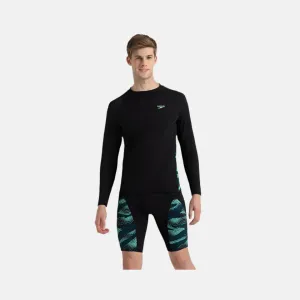 Speedo Endurance  Long Sleeve Splice Print Men'sRashtop -Black/Dark Teal/Arctic Glass