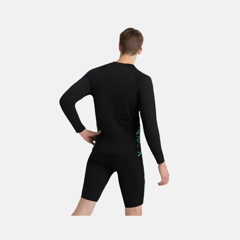 Speedo Endurance  Long Sleeve Splice Print Men'sRashtop -Black/Dark Teal/Arctic Glass
