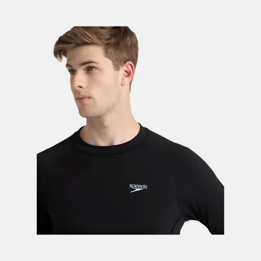 Speedo Endurance  Long Sleeve Splice Print Men'sRashtop -Black/Dark Teal/Arctic Glass