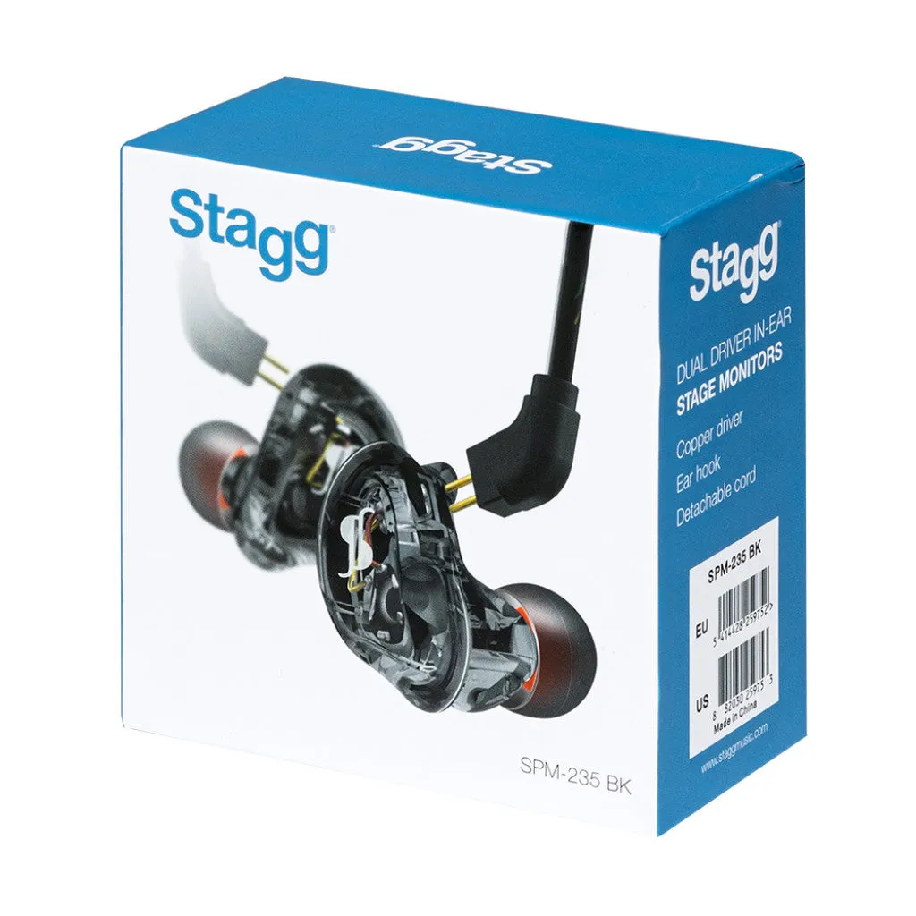 Stagg SPM-235 BK Dual Driver In-ear Stage Monitors (Pair) - Black