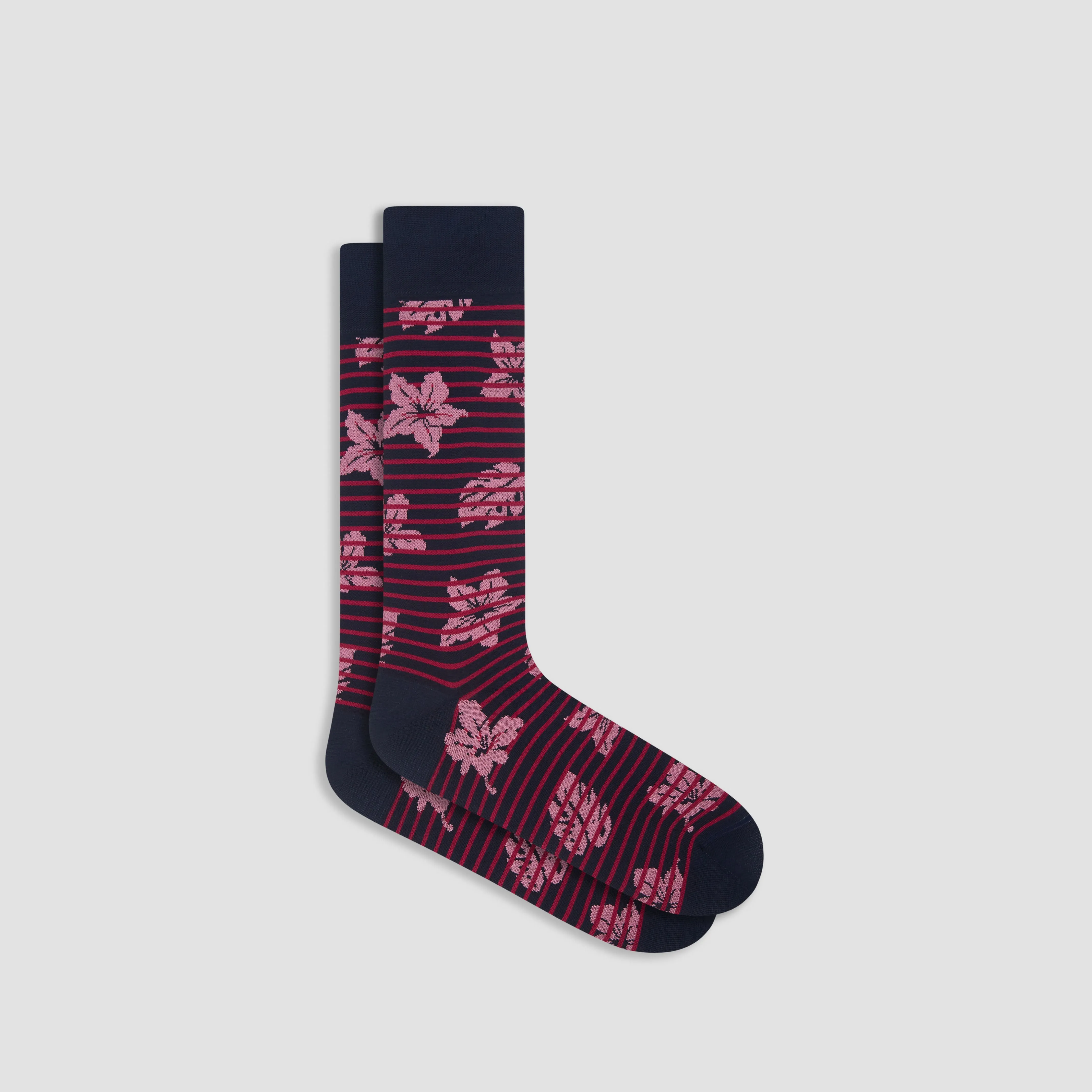 Striped Floral Mid-Calf Socks