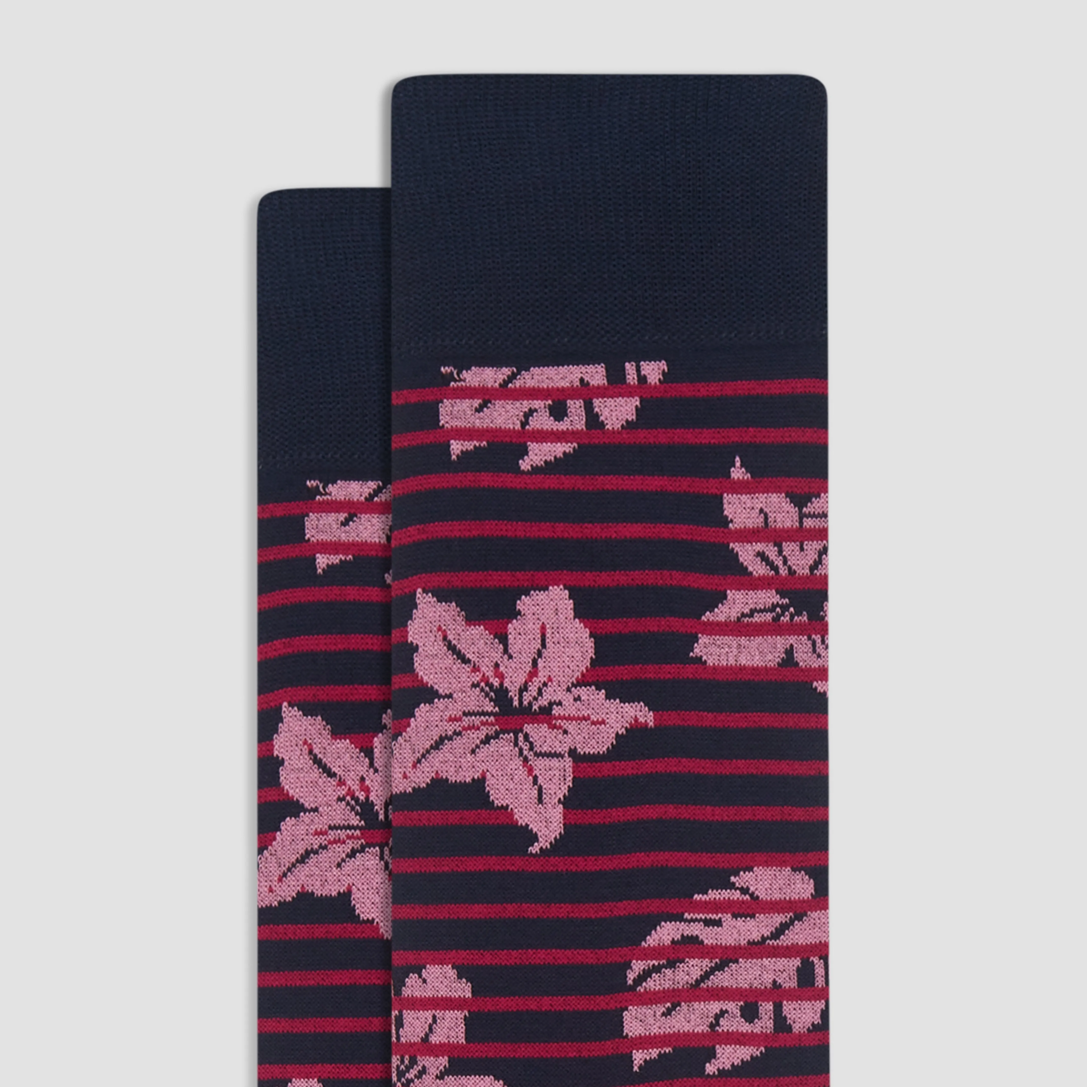 Striped Floral Mid-Calf Socks