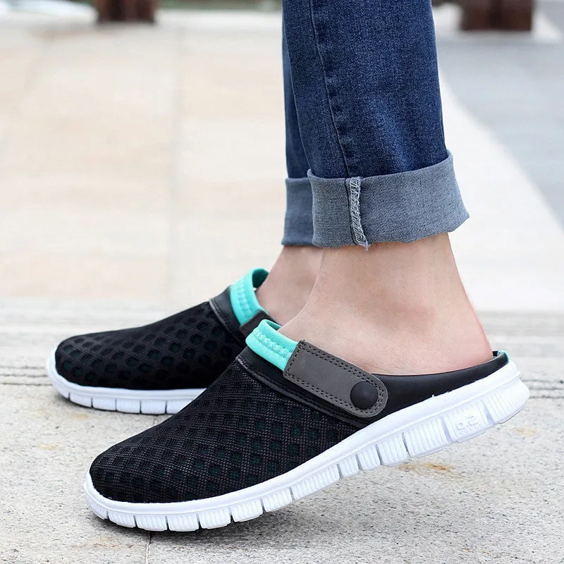 Summer men's and women's mules clogs casual sandals shoes lovers shoes male hole slippers