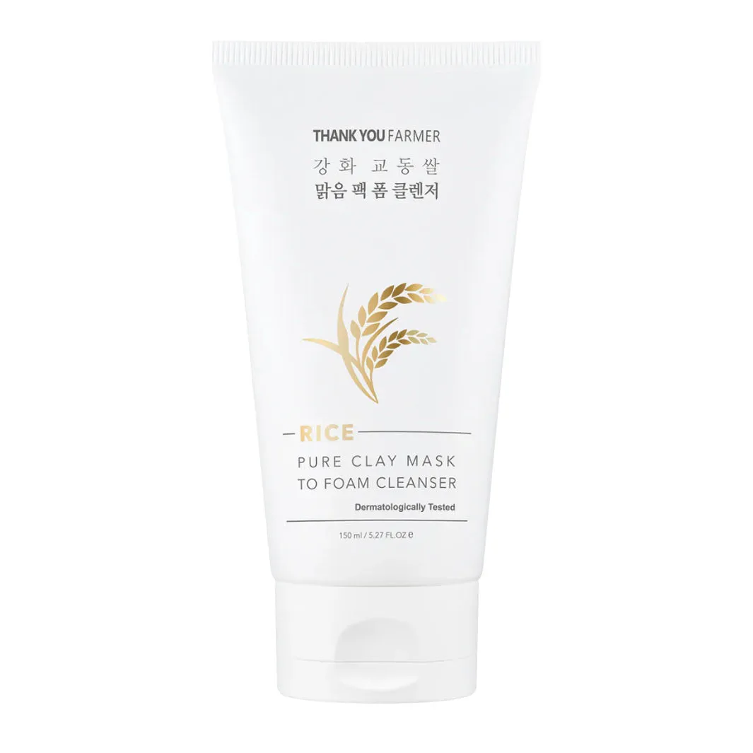 Thank You Farmer Rice Pure Clay Mask to Foam Cleanser 150ml