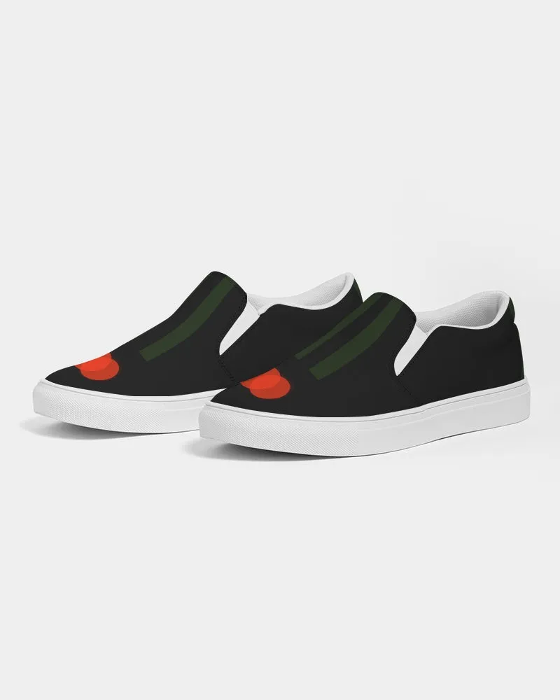 Two Scarlets with Deep Green Stripes Women's Slip-On Canvas Shoe