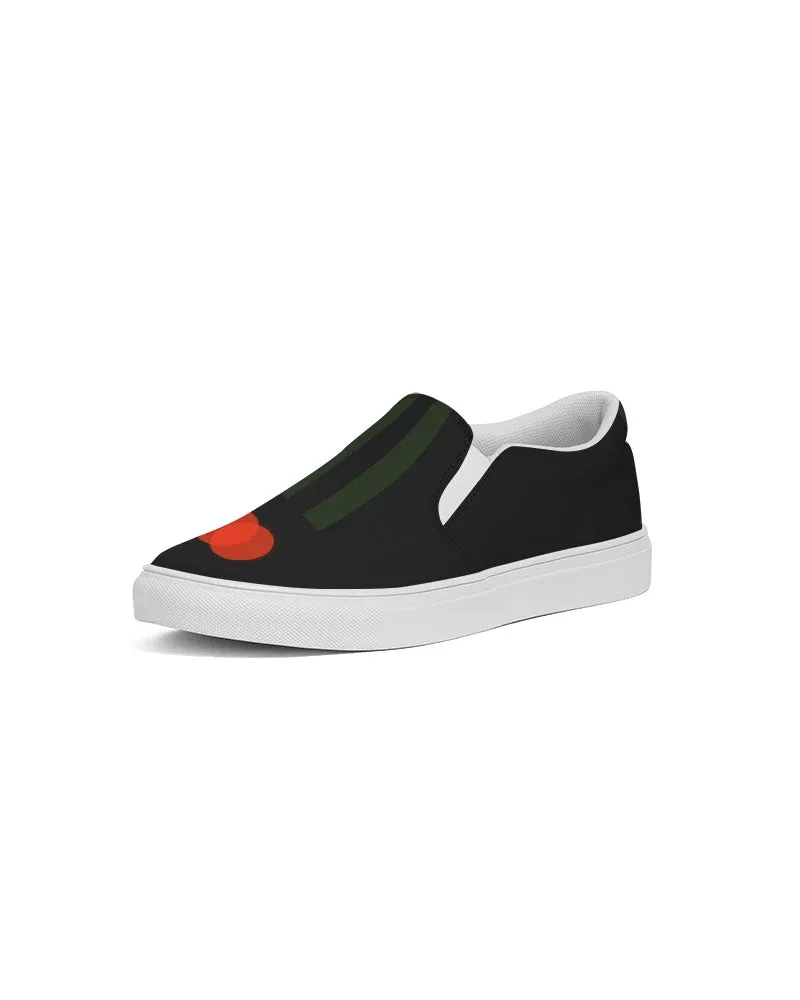 Two Scarlets with Deep Green Stripes Women's Slip-On Canvas Shoe
