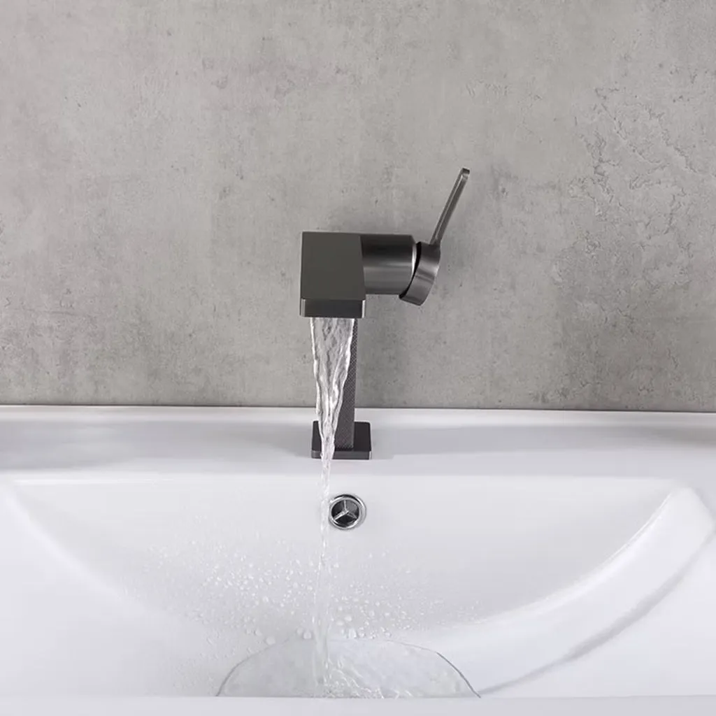 Ultra Thin Bathroom Faucet - Single Hole - 6" Brass/Graphite
