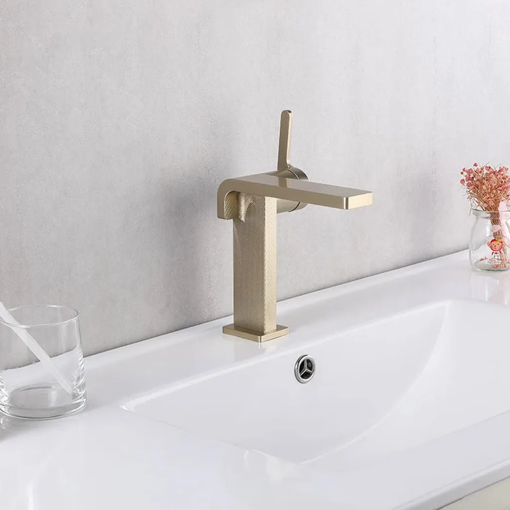 Ultra Thin Bathroom Faucet - Single Hole - 6" Brass/Matt Gold