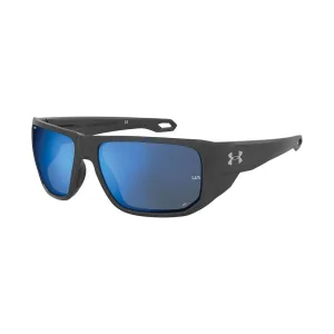 Under Armour UA Attack 2 Sunglasses Shiny Black Frame, Blue Mirror Lens