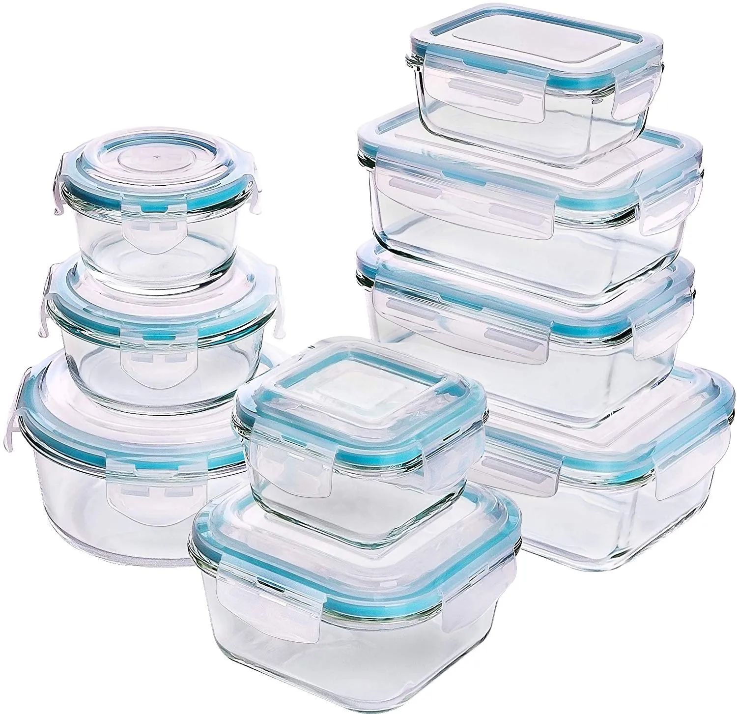 Utopia Kitchen [18-Pieces Glass Food Storage Containers with Lids - Glass Meal Prep Containers with Transparent Lids BPA Free and FDA Approved (9 Containers and 9 Lids)