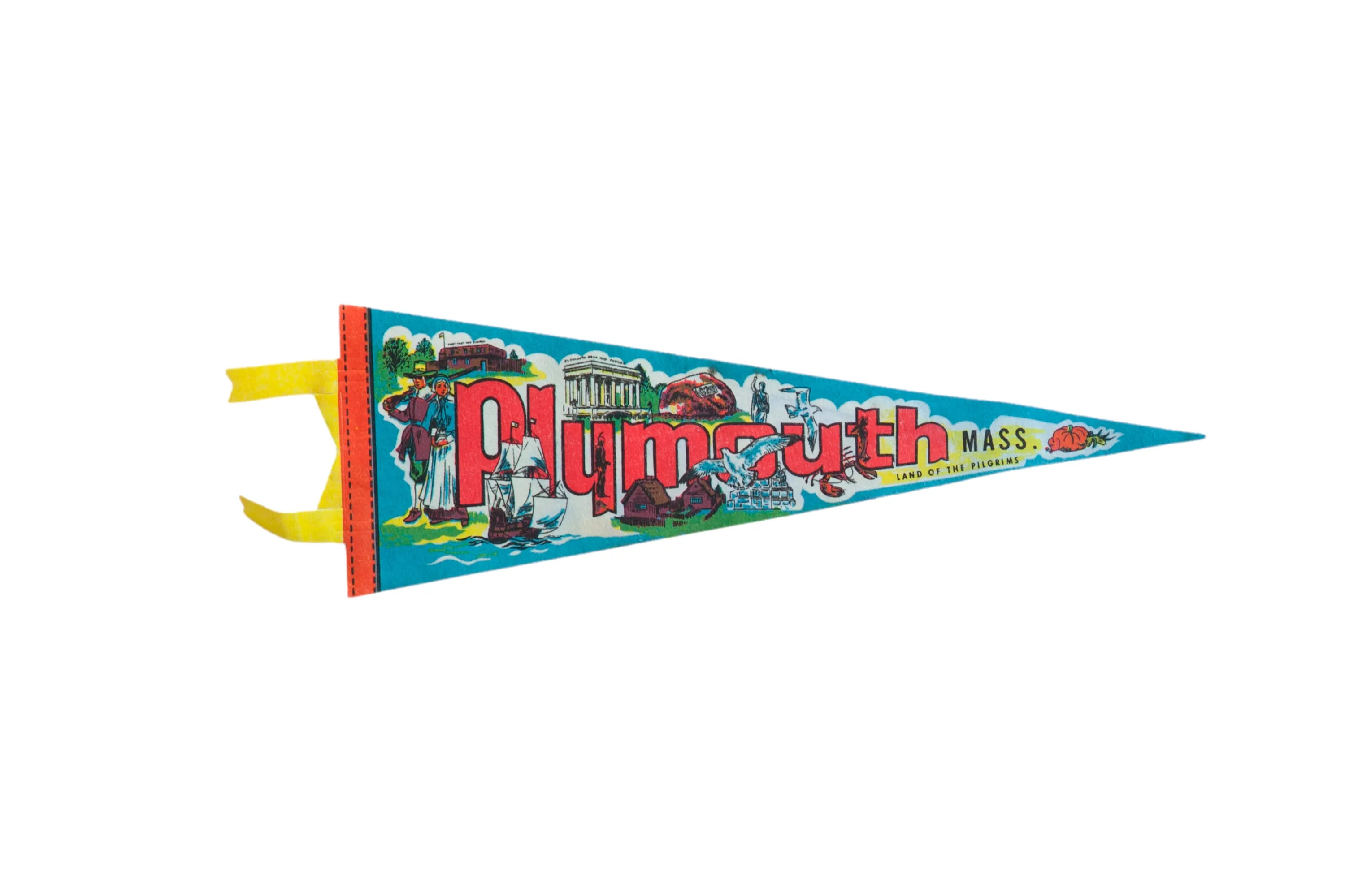 Vintage Plymouth Mass Felt Flag