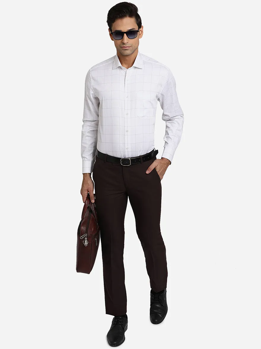 White & Grey Checked Regular Fit Formal Shirt | JadeBlue