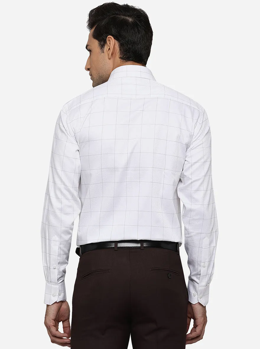 White & Grey Checked Regular Fit Formal Shirt | JadeBlue