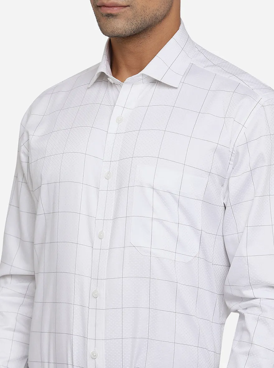 White & Grey Checked Regular Fit Formal Shirt | JadeBlue