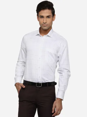 White & Grey Checked Regular Fit Formal Shirt | JadeBlue
