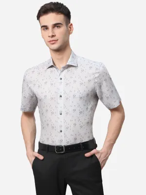 White Printed Slim Fit Party Wear Shirt | JB Studio