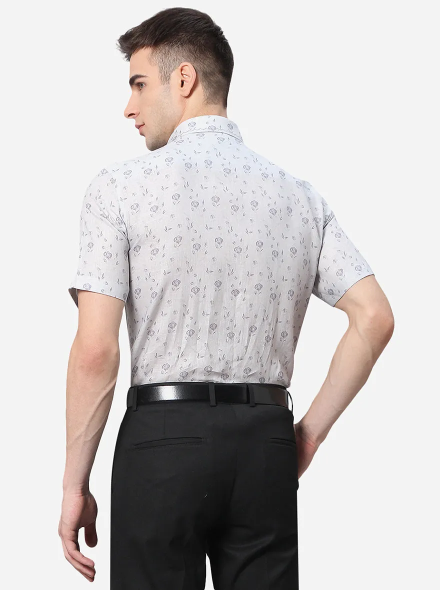 White Printed Slim Fit Party Wear Shirt | JB Studio